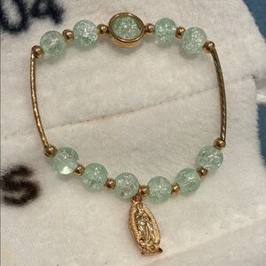 Elegant Gold and Aquamarine Beaded Bracelet